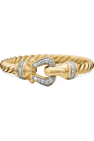 David Yurman 18kt geelgouden Petite Buckle ring met diamant (2 mm)