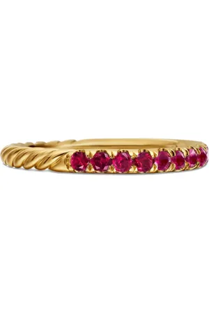David Yurman 18kt geelgouden Cable Collectibles ring met robijn (2mm)