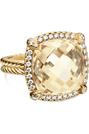 David Yurman 18kt geelgouden Châtelaine ring met citrien en diamant (14 mm)