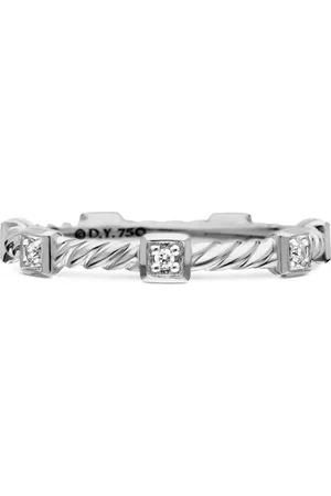 David Yurman 18kt witgouden Cable Collectibles ring met diamant (2mm)