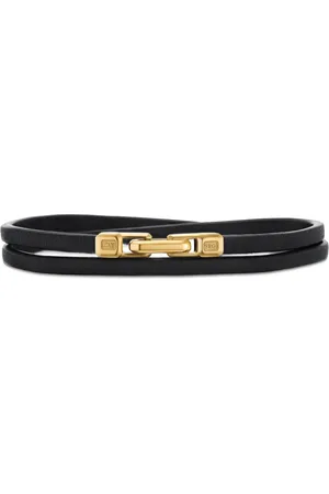 David Yurman 18kt geelgouden Streamline® Double Wrap leren armband (4mm)