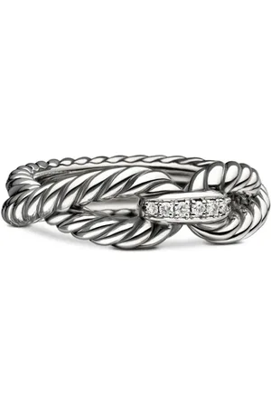 David Yurman Sterling zilveren Cable Loop ring met diamant (7mm)