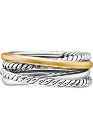 David Yurman 18kt geelgouden en sterling zilveren Crossover ring (6.8mm)