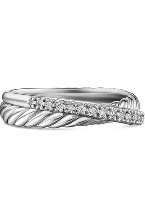 David Yurman Sterling zilveren Crossover ring met diamant (5.3mm)