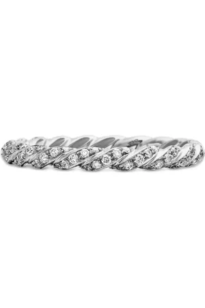 David Yurman 18kt witgouden Petite Pavé ring met diamant (2.8 mm)