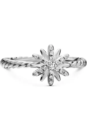 David Yurman Sterling zilveren Petite Starburst ring met diamant (10mm)