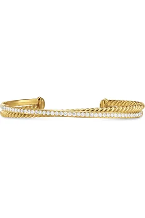David Yurman 18kt geelgouden Crossover Two Row armband met diamant (6 mm)