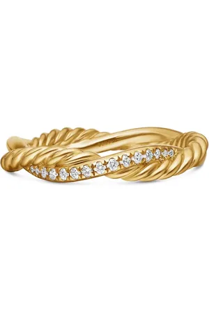 David Yurman 18kt geelgouden Petite Infinity ring met diamant (4 mm)