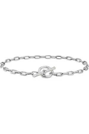 David Yurman Sterling zilveren DY Madison schakelarmband met diamant (3mm)