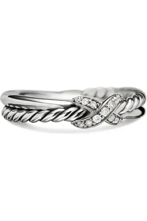 David Yurman Sterling zilveren Petite X ring met diamant (4mm)