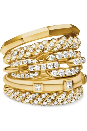 David Yurman 18kt geelgouden Stax Five Row ring met diamant (21 mm)