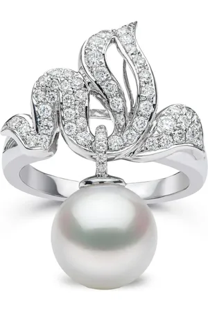 Yoko London 18kt witgouden Duchess ring met parel en diamant