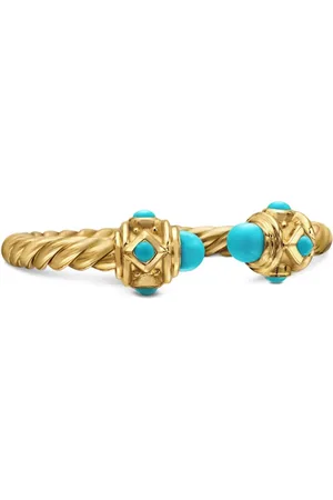 David Yurman 18kt geelgouden Renaissance ring met turkoois (2,3mm)