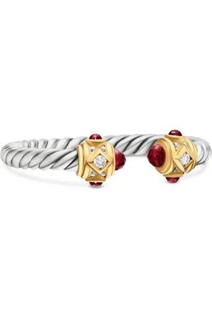 David Yurman 14kt geelgouden en sterling zilveren Renaissance ring met diamant (2.3mm)