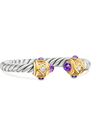 David Yurman 18kt geelgouden en sterling zilveren Renaissance ring met diamant en amethist (2.3mm)