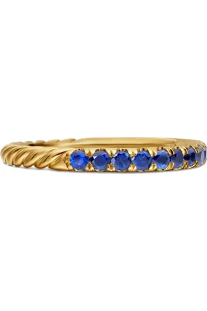 David Yurman 18kt geelgouden Cable Collectibles ring met saffier (2mm)