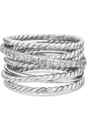 David Yurman Sterling zilveren Crossover ring met diamant (12mm)