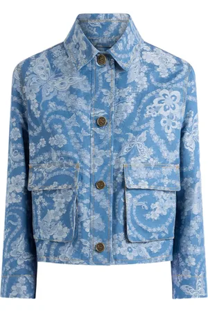 Etro Denim jack met jacquard