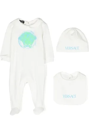 VERSACE Romper en muts met logoprint