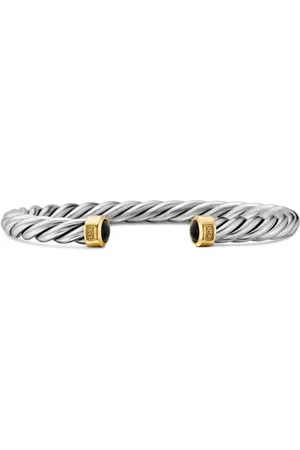 David Yurman 18kt geelgouden en zwarte onyx Cable armband (6 mm)
