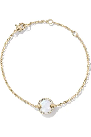 David Yurman 18kt geelgouden Petite DY Elements Center Station schakelarmband met diamant (11mm)