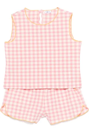 Il gufo Shorts en shirt met gingham ruit