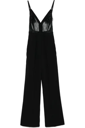 Elisabetta Franchi Crêpe jumpsuit met geborduurde bloemen