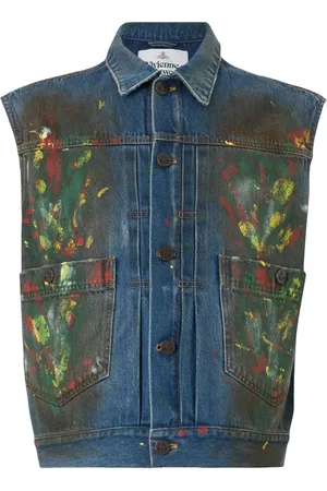Vivienne Westwood Marlene denim bodywarmer met verfspatten