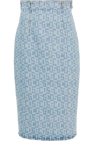 GCDS Denim kokerrok met monogram patroon