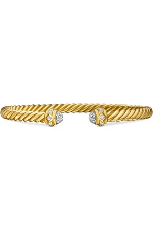 David Yurman 18kt geelgouden Renaissance Oval Cablespira armband met diamant (4.5 mm)