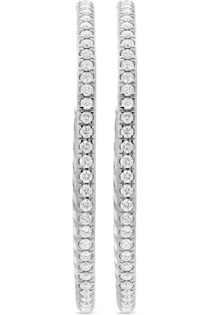 David Yurman Sterling zilveren pavé oorringen met diamant (38mm)