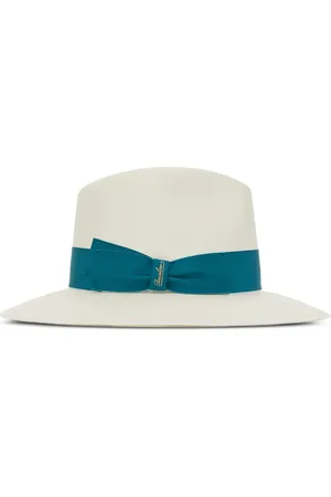 Borsalino Hoed met contrasterend lint en brede rand