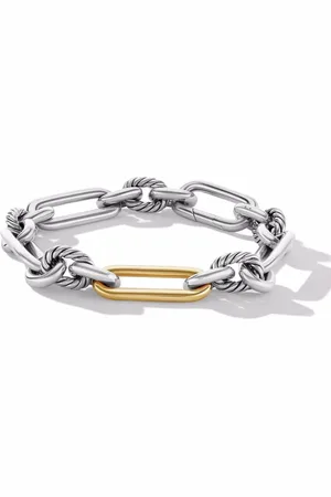 David Yurman 18kt geelgouden en sterling zilveren Lexington schakelarmband (9.8mm)