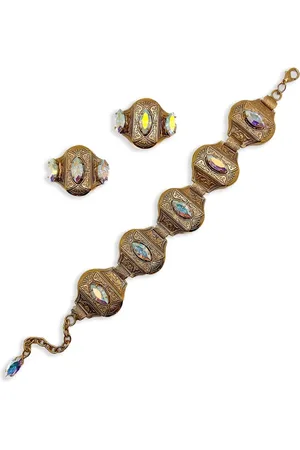 JENNIFER GIBSON JEWELLERY 1960s Aurora Borealis armband & oorbellen