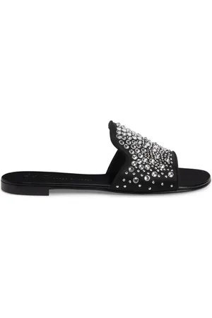 Giuseppe Zanotti Andromedha satijnen slippers verfraaid met stras