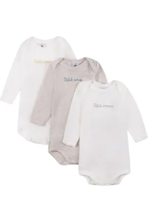 Petit Bateau Drie rompers van biologisch katoen