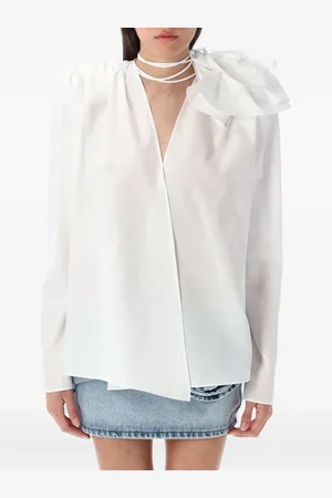 MAGDA BUTRYM Wikkelblouse met bloemenapplicatie