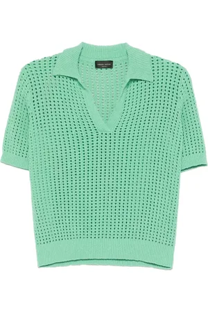 Roberto Collina Opengebreid poloshirt