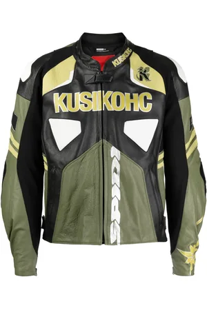 Kusikohc Leren jack met logoprint
