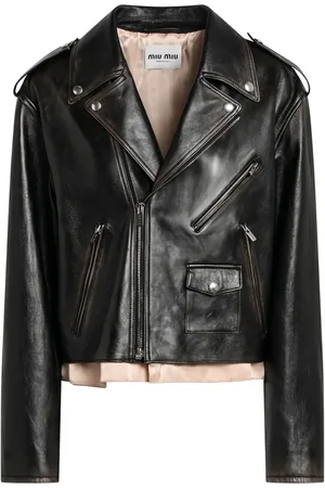 Miu Miu Leren bikerjack
