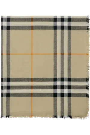 Burberry Gerafelde geruite wollen sjaal