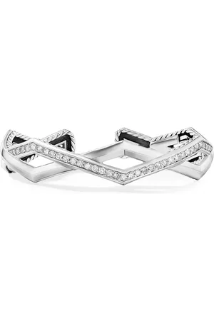 David Yurman Sterling zilveren Zig Zag Stax™ armband met diamant (5mm)
