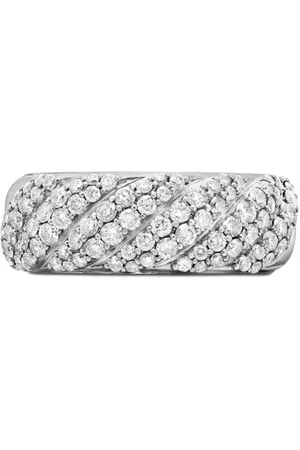David Yurman Zilveren bewerkte schakelring met diamant (7,5mm)