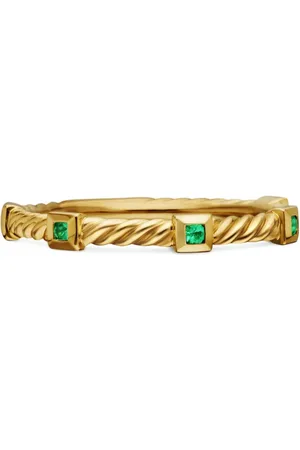 David Yurman 18kt geelgouden Cable Collectibles ring met smaragd (2mm)
