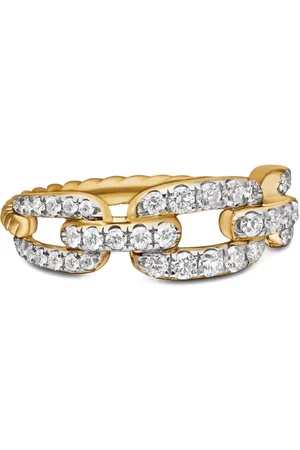 David Yurman 18kt geelgouden Stax Chain Link ring met diamant (7mm)