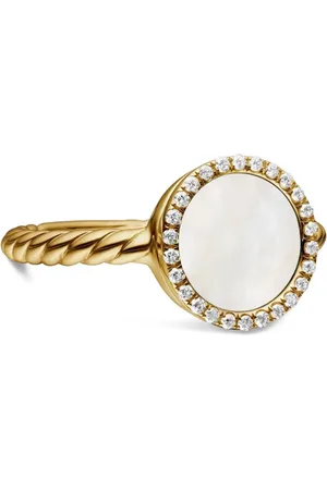 David Yurman 18kt geelgouden Petite DY Elements ring met parelmoer en diamant (11,3mm)