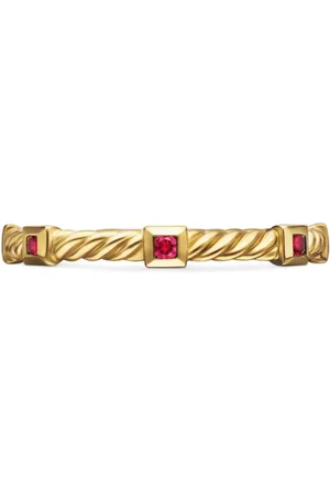 David Yurman 18kt geelgouden Cable Collectibles ring met robijn (2mm)