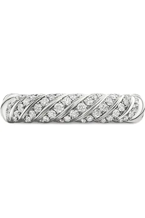 David Yurman 18kt witgouden Sculpted Cable ring met diamant (4,6mm)