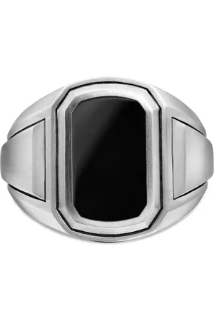 David Yurman Sterling zilveren Deco onyx zegelring (18.8mm)