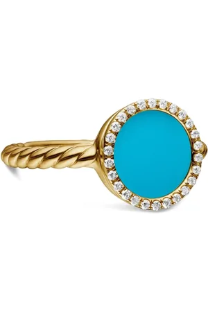 David Yurman 18kt geelgouden Petite DY Elements armband met turkoois en diamant (11,3mm)